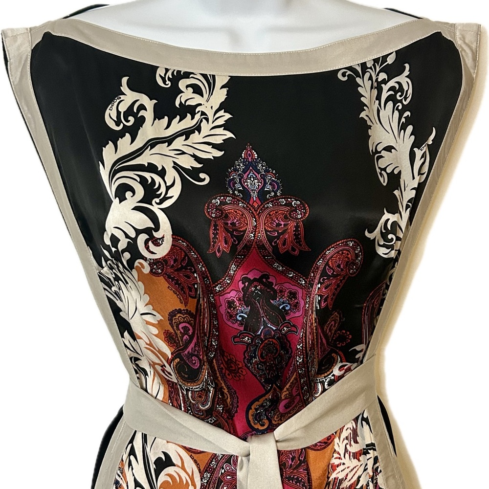 Bebe | 100% Silk Tunic Blouse w/ Wrap - Size XS - Paisley Print